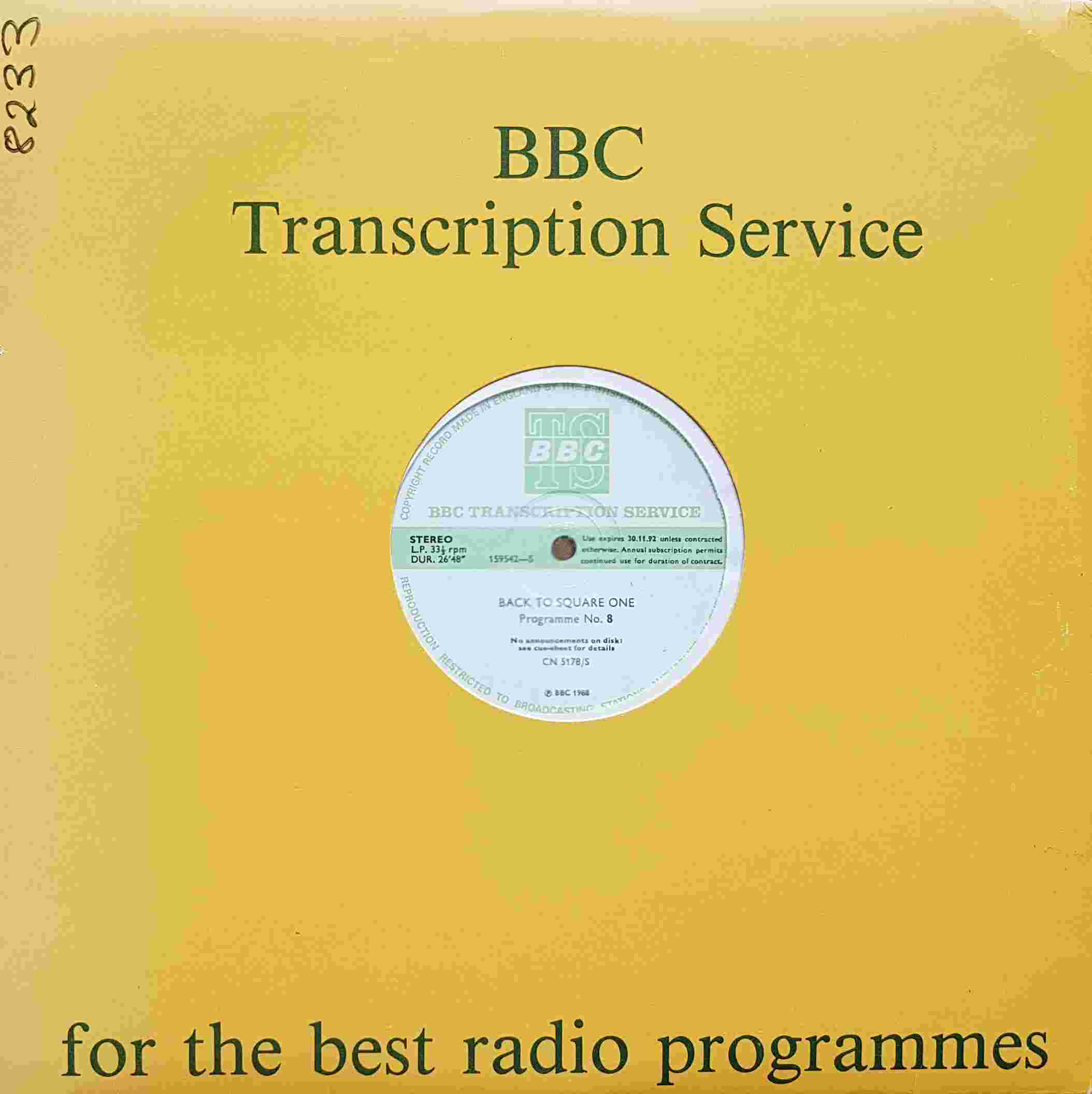Picture of CN 5178 S 4 Back to square one - Programme 7 & 8 by artist Chris Serle from the BBC records and Tapes library